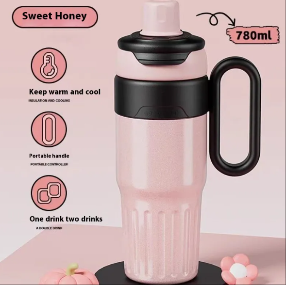 Large Capacity Double-Wall Straw Cup Insulated