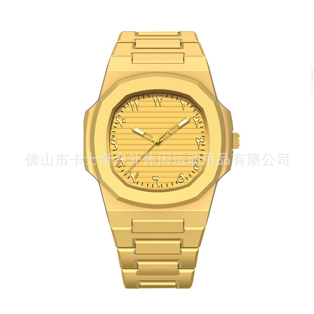 Hexagonal sports luminous pointer mens watch