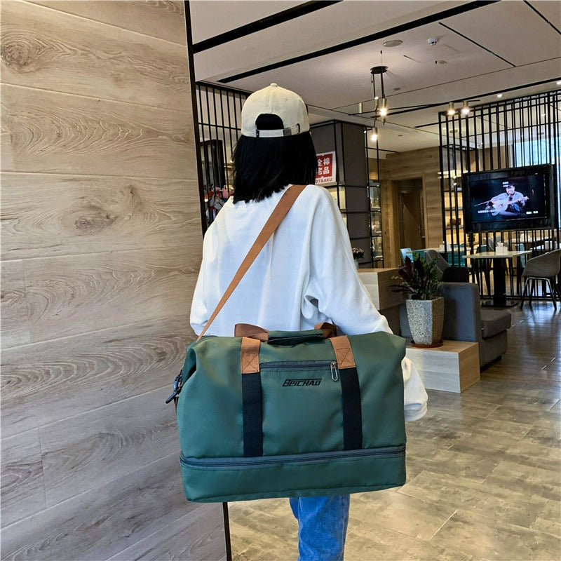 Travel bag, luggage storage bag, large-capacity independent shoe compartment, business trip fitness bag, and handle handbag that can be worn