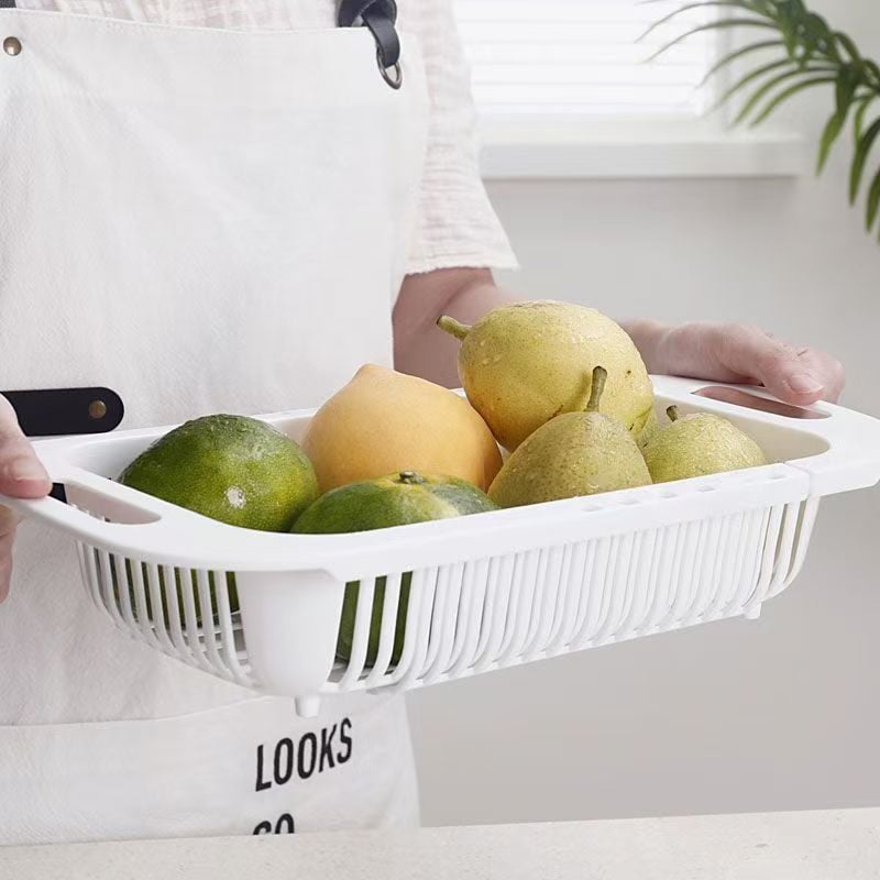 Retractable Draining Basket for Draining Fruits & Vegies used for storage and prepping meals