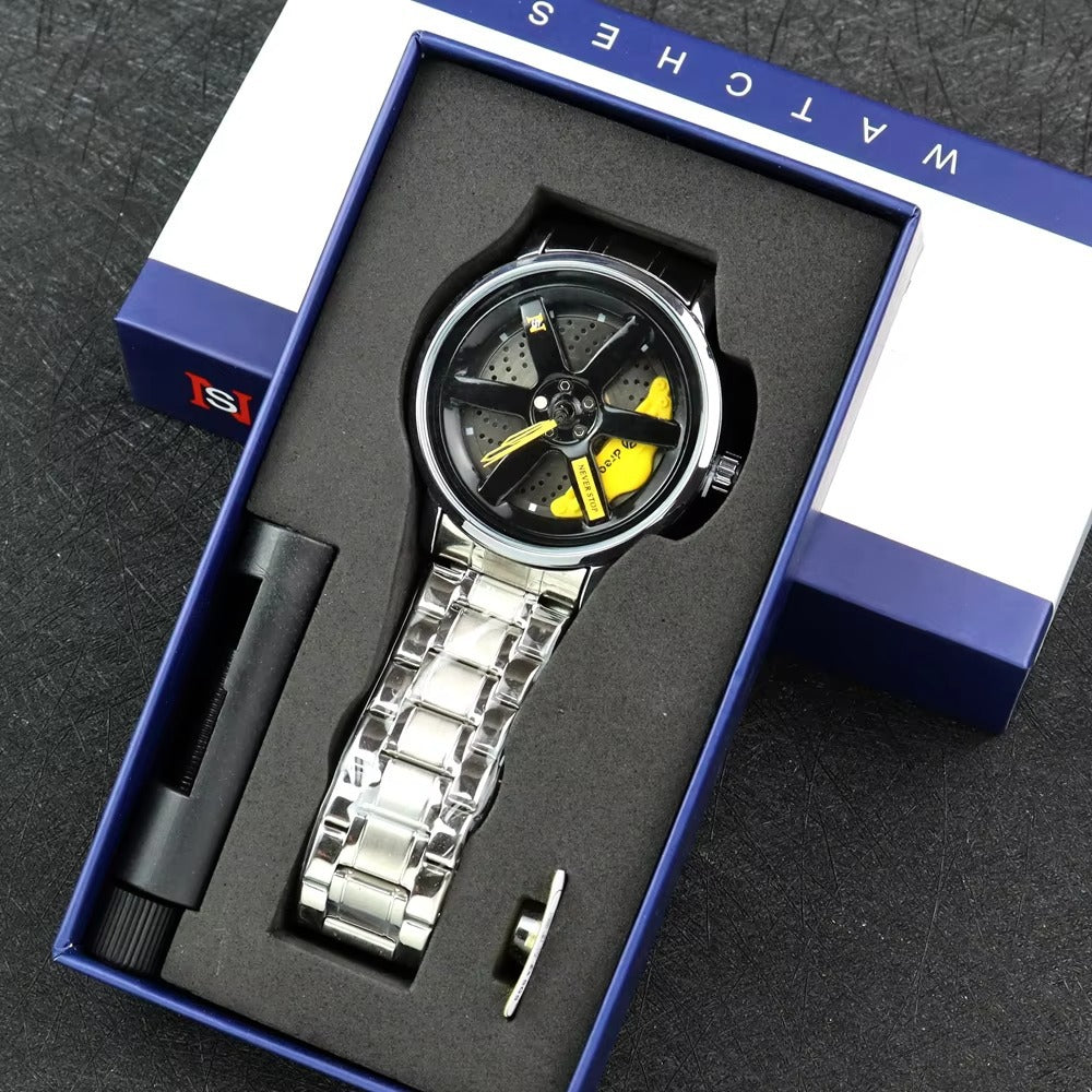 Men's Rotating Wheel & Rim Watch