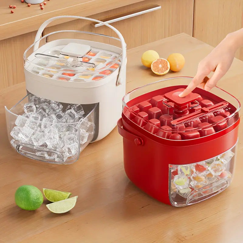 Convenient Outdoor Portable Ice Tray Large Capacity Ice Bucket 48 Large Ice Maker Food Grade Plastic Storage Tray Essential Kitchen Gadget