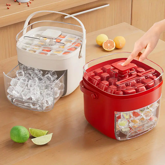 Convenient Outdoor Portable Ice Tray Large Capacity Ice Bucket 48 Large Ice Maker Food Grade Plastic Storage Tray Essential Kitchen Gadget