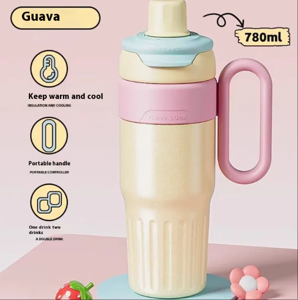 Large Capacity Double-Wall Straw Cup Insulated