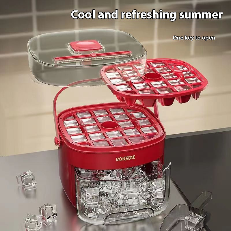 Convenient Outdoor Portable Ice Tray Large Capacity Ice Bucket 48 Large Ice Maker Food Grade Plastic Storage Tray Essential Kitchen Gadget