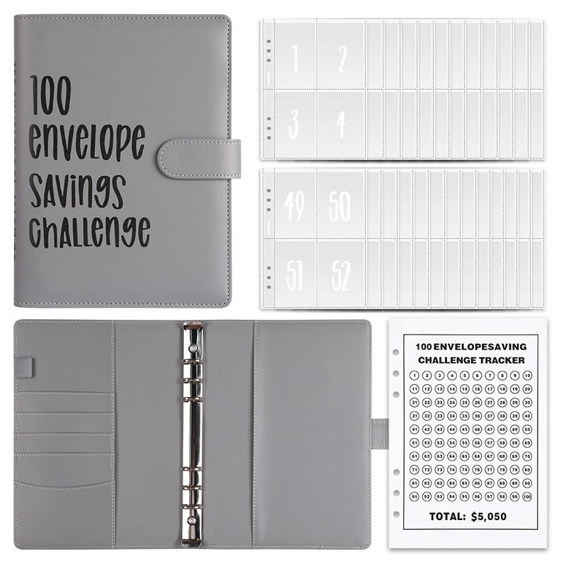 100 Envelope Challenge loose-leaf book 100 days money saving book challenge cash envelope saving book