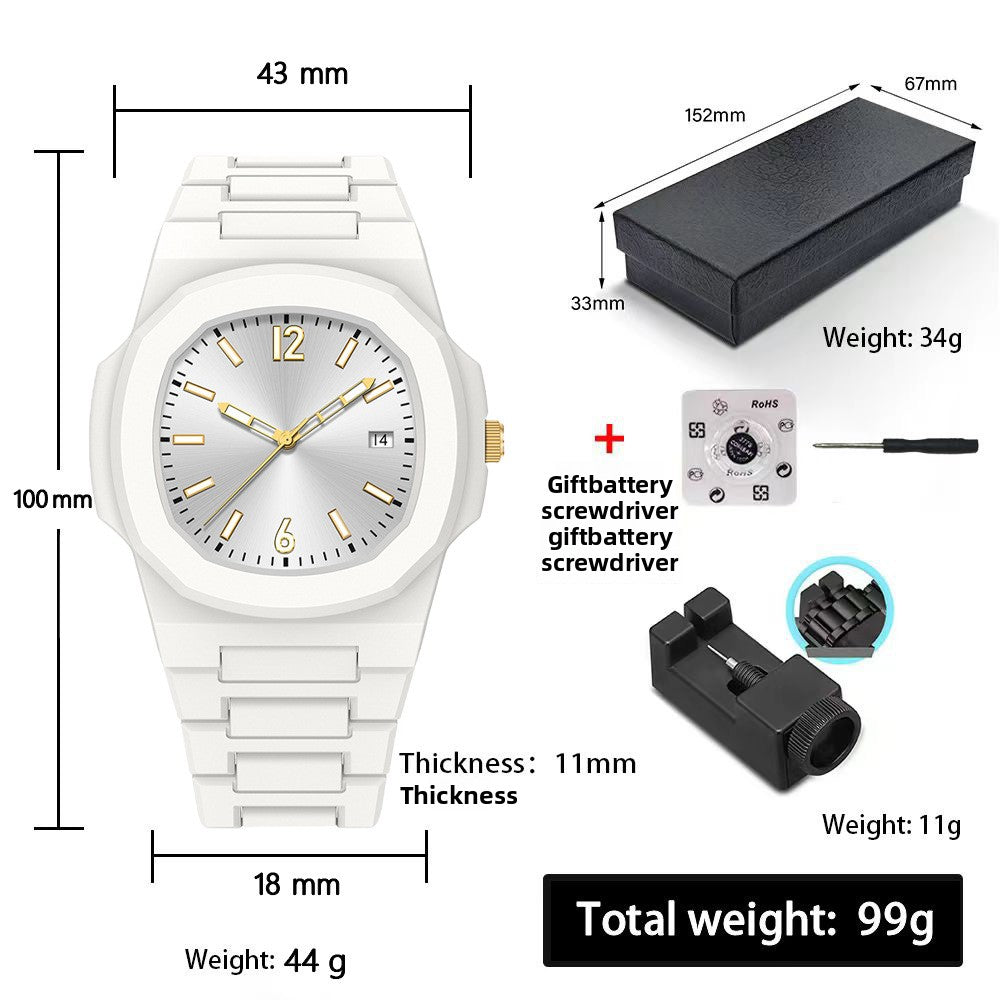 Hexagonal sports luminous pointer mens watch