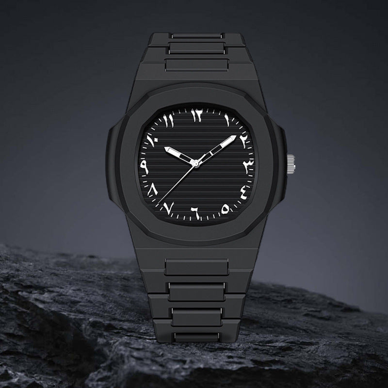 Hexagonal sports luminous pointer mens watch