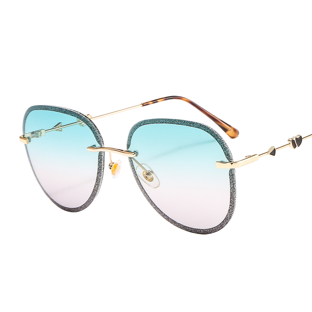 Colorful crystal-cut frameless sunglasses