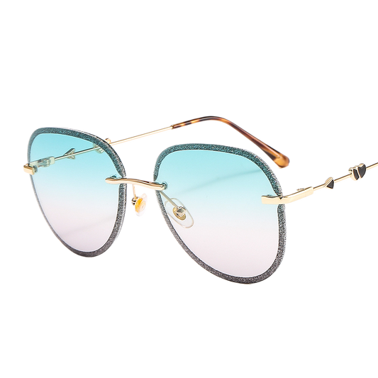 Colorful crystal-cut frameless sunglasses