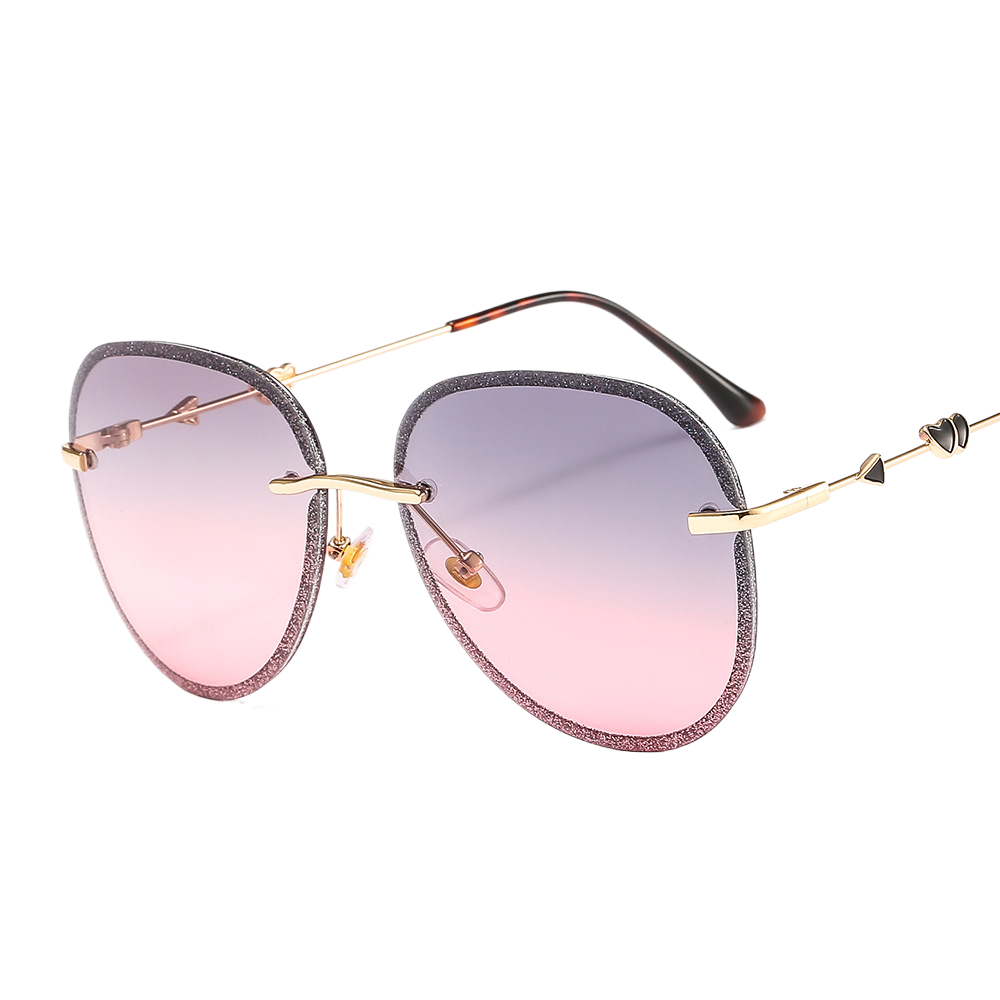 Colorful crystal-cut frameless sunglasses