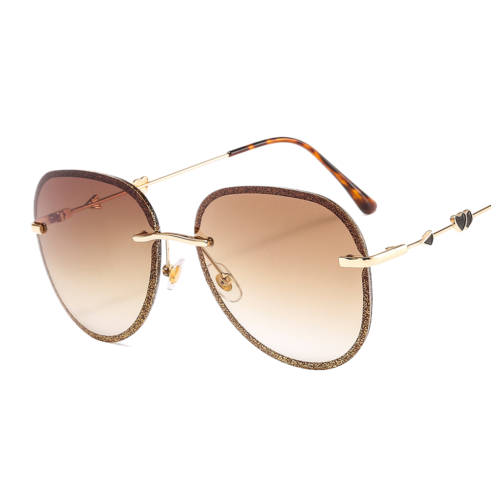 Colorful crystal-cut frameless sunglasses
