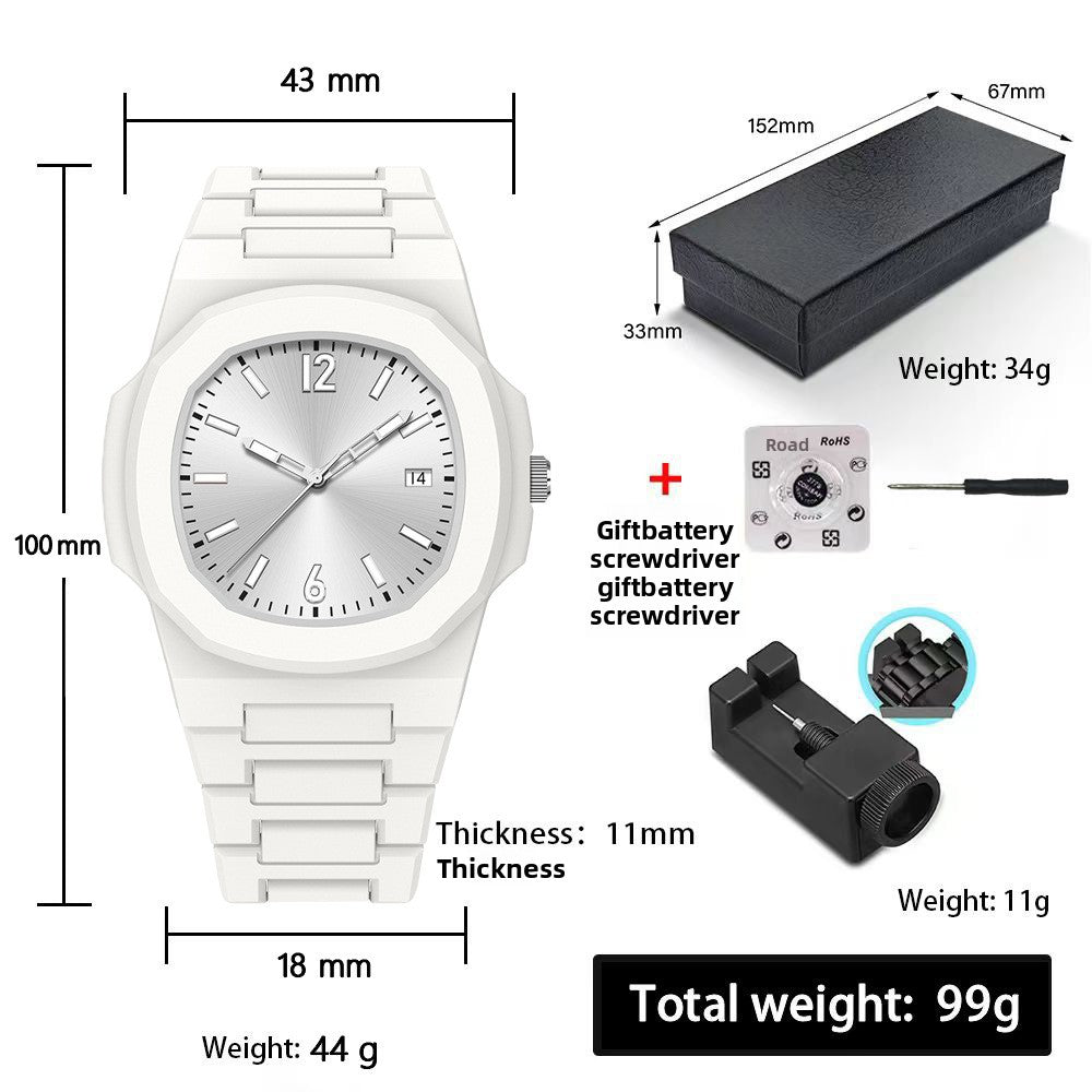 Hexagonal sports luminous pointer mens watch