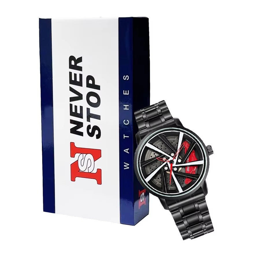 Men's Rotating Wheel & Rim Watch