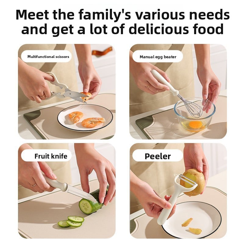 Kitchen Set Household Baby Food Supplemental Gadget Scissors Fruit Knife Bottle Opener Peeler Knife Six-piece Set