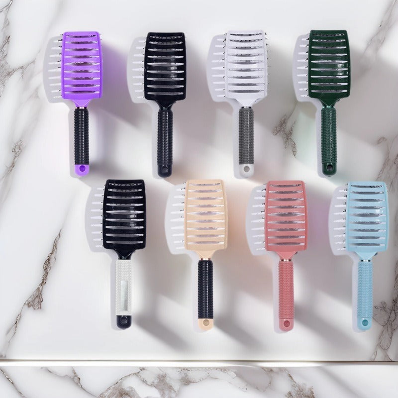 Bristle Comb Long Wide Tooth Hairdressing Ribbon Curling Styling Detangling Massage Anti-static Comb