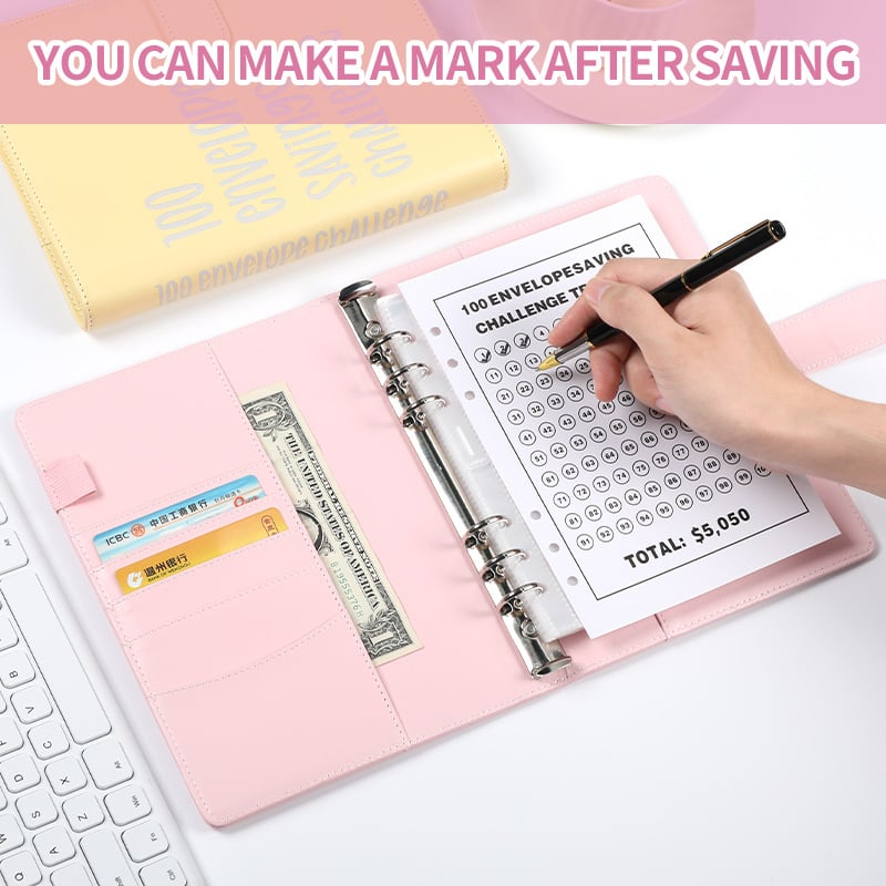 100 Envelope Challenge loose-leaf book 100 days money saving book challenge cash envelope saving book