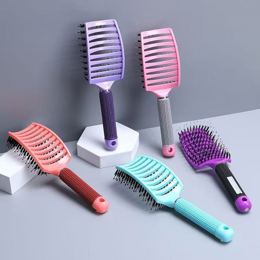 Bristle Comb Long Wide Tooth Hairdressing Ribbon Curling Styling Detangling Massage Anti-static Comb