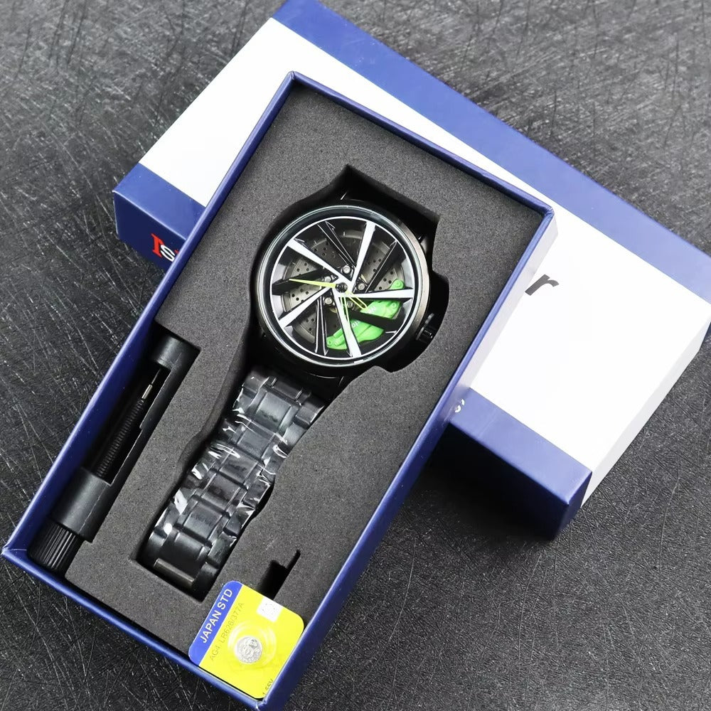 Men's Rotating Wheel & Rim Watch