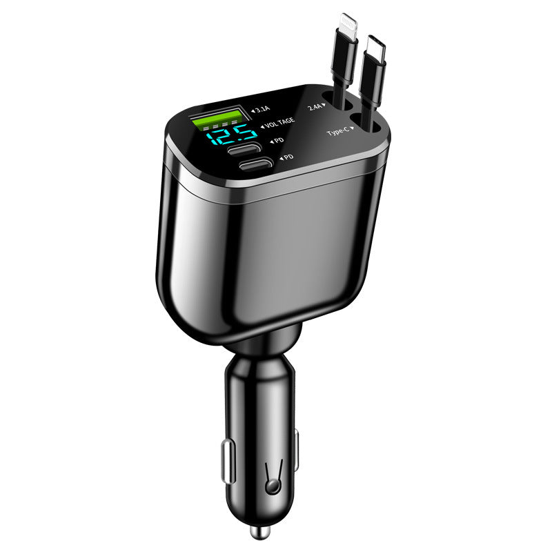 Charging Station for vehicle Cigarette Port with Retractable chargers