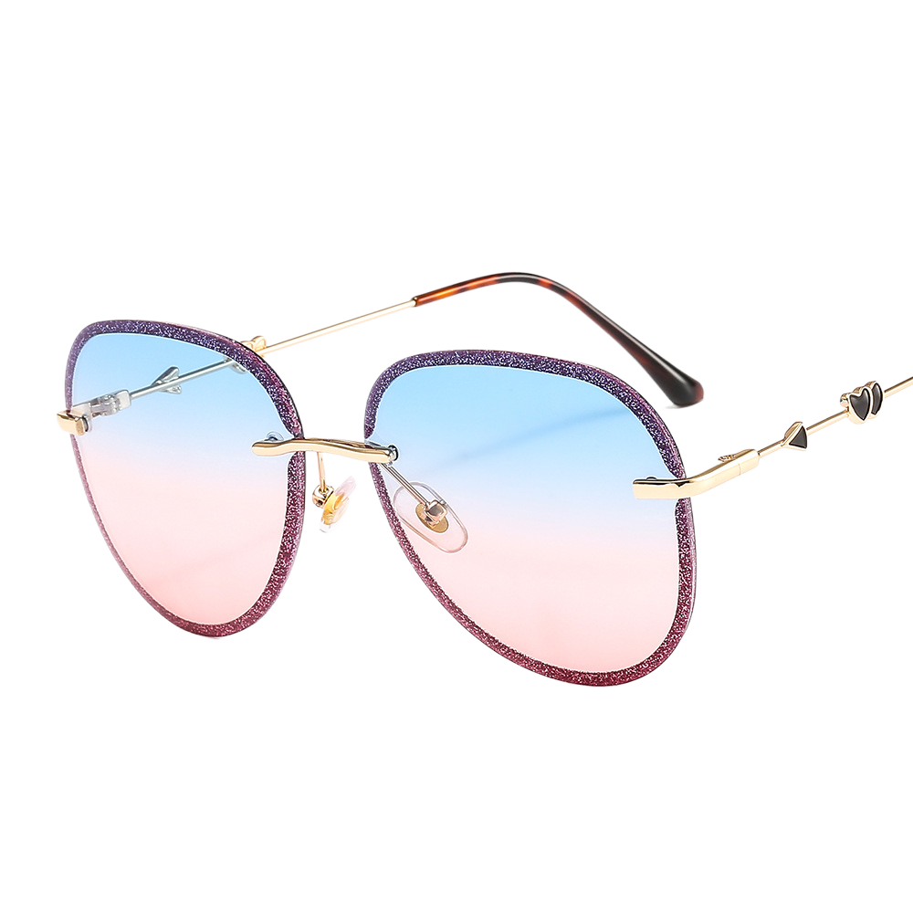 Colorful crystal-cut frameless sunglasses