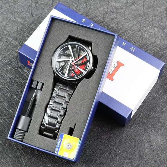 Men's Rotating Wheel & Rim Watch