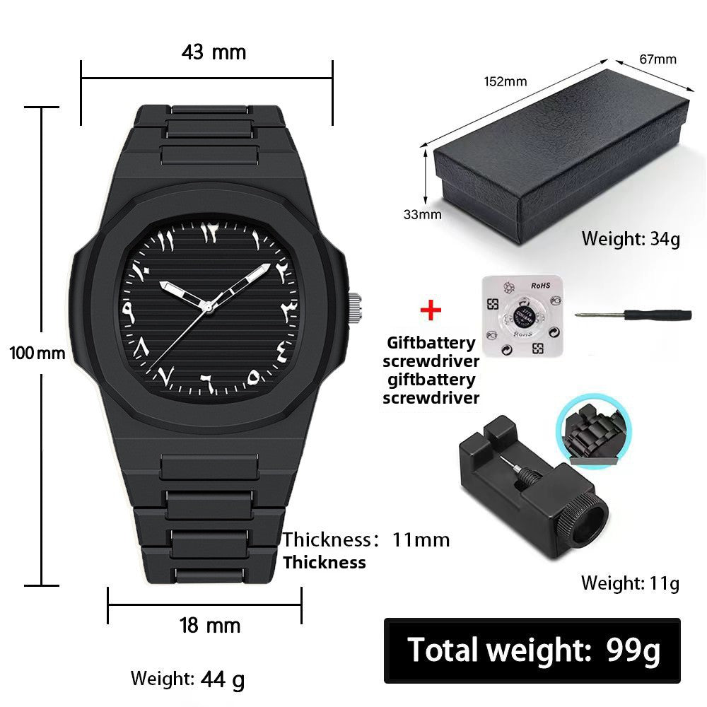 Hexagonal sports luminous pointer mens watch