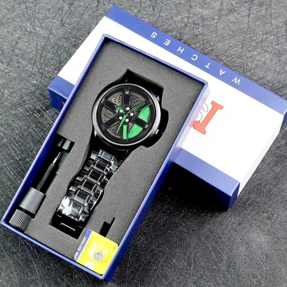 Men's Rotating Wheel & Rim Watch
