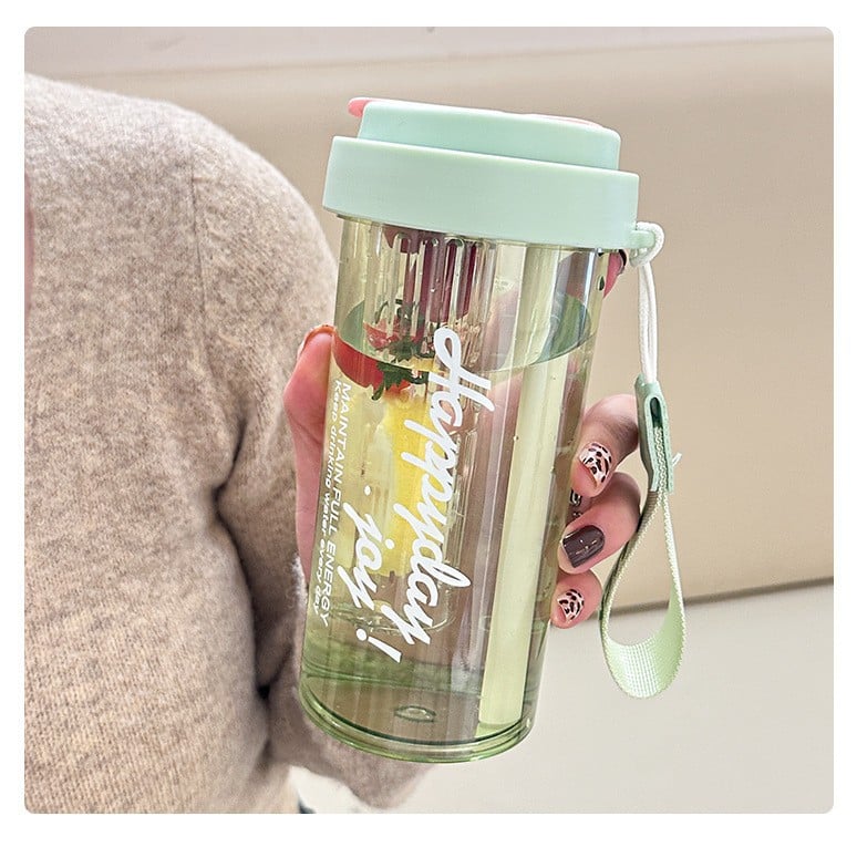 High appearance Cute Water Bottle with Straw Large Capacity