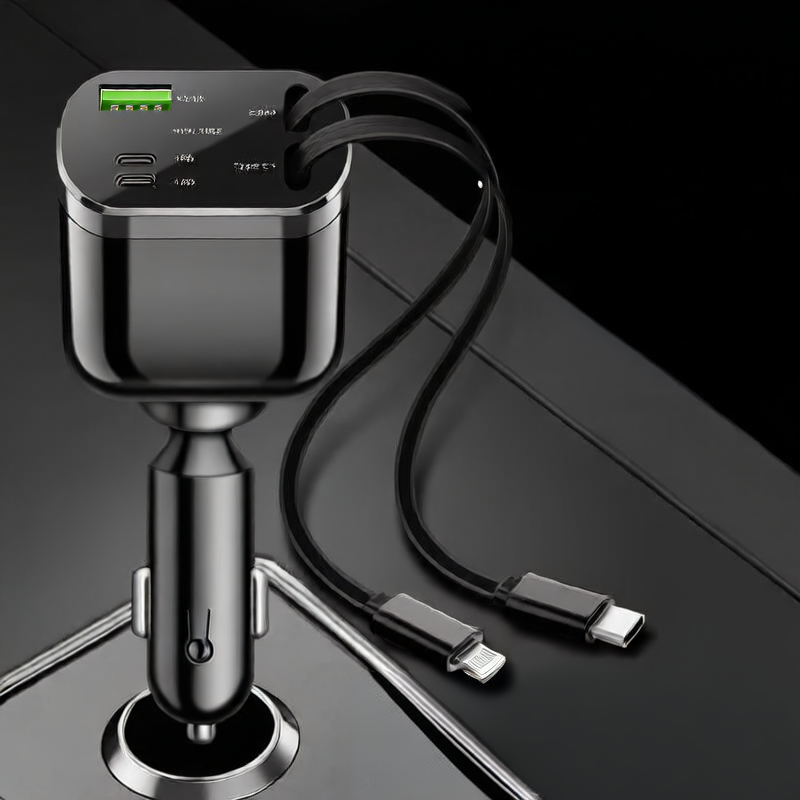 Charging Station for vehicle Cigarette Port with Retractable chargers