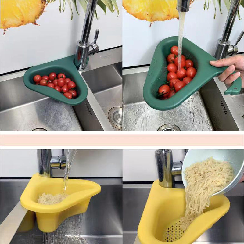 Kitchen Swan Drain Basket Sink Triangle Drain Basket Faucet Storage Rack Sink Sink Drain Storage Rack
