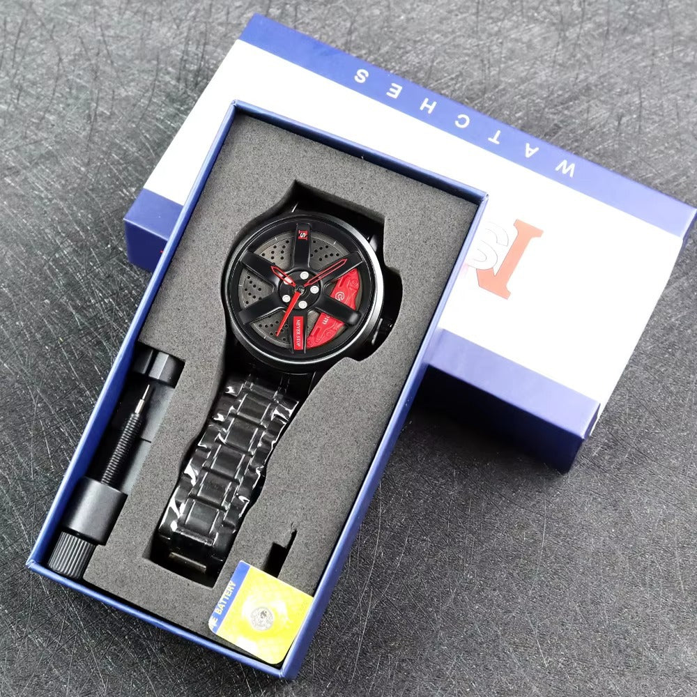 Men's Rotating Wheel & Rim Watch