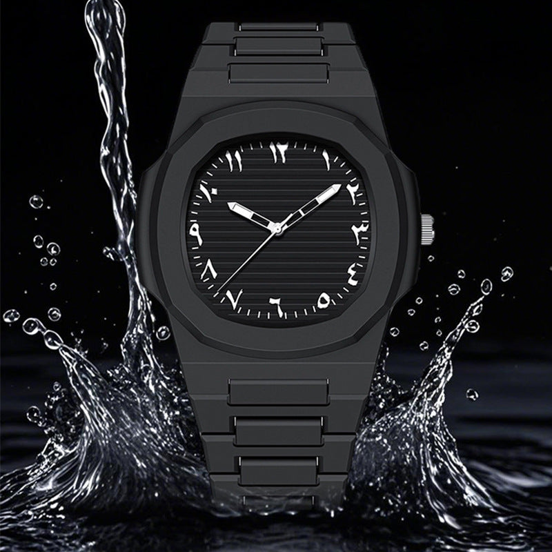 Hexagonal sports luminous pointer mens watch