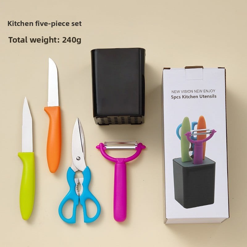 Kitchen Set Household Baby Food Supplemental Gadget Scissors Fruit Knife Bottle Opener Peeler Knife Six-piece Set