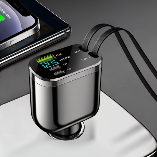 Charging Station for vehicle Cigarette Port with Retractable chargers