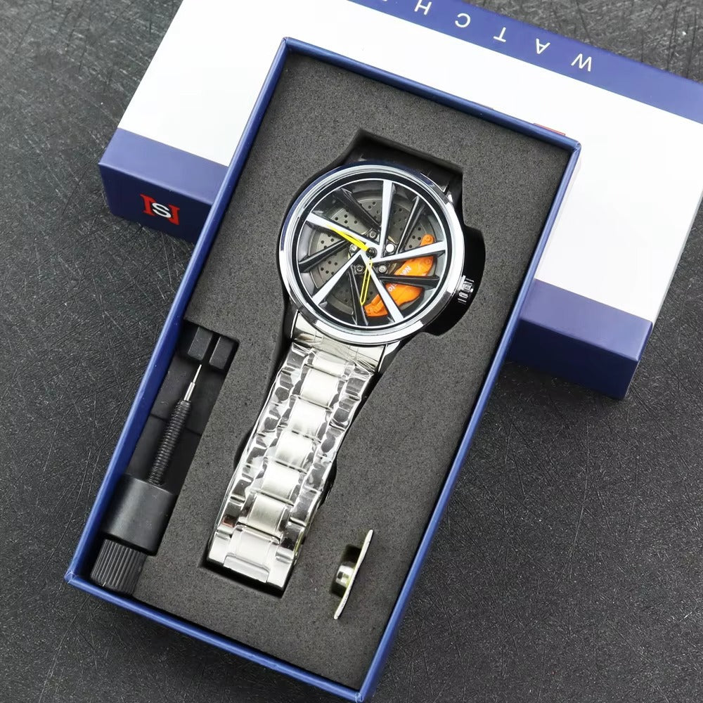 Men's Rotating Wheel & Rim Watch