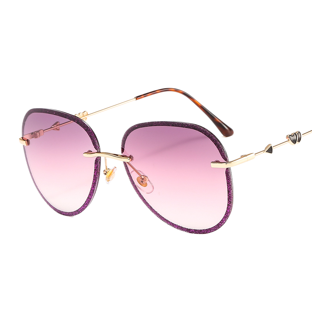 Colorful crystal-cut frameless sunglasses