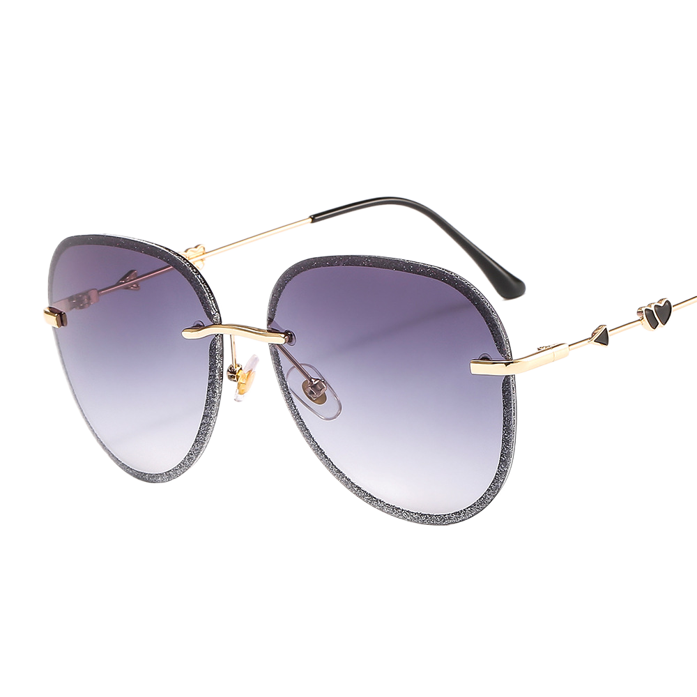 Colorful crystal-cut frameless sunglasses