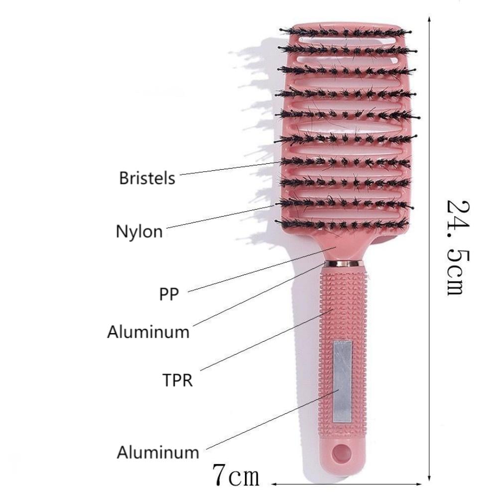 Bristle Comb Long Wide Tooth Hairdressing Ribbon Curling Styling Detangling Massage Anti-static Comb
